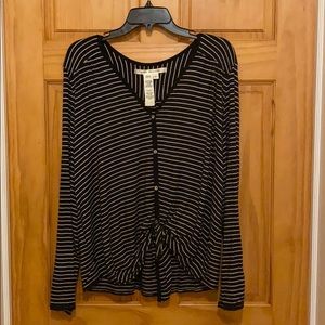 Black and white striped long sleeve top